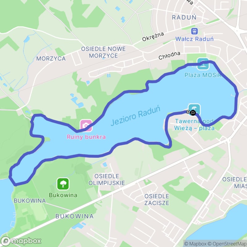 Łatwa pętla Wałcz 6,2 km - jezioro Raduń i okolice - Wałcz