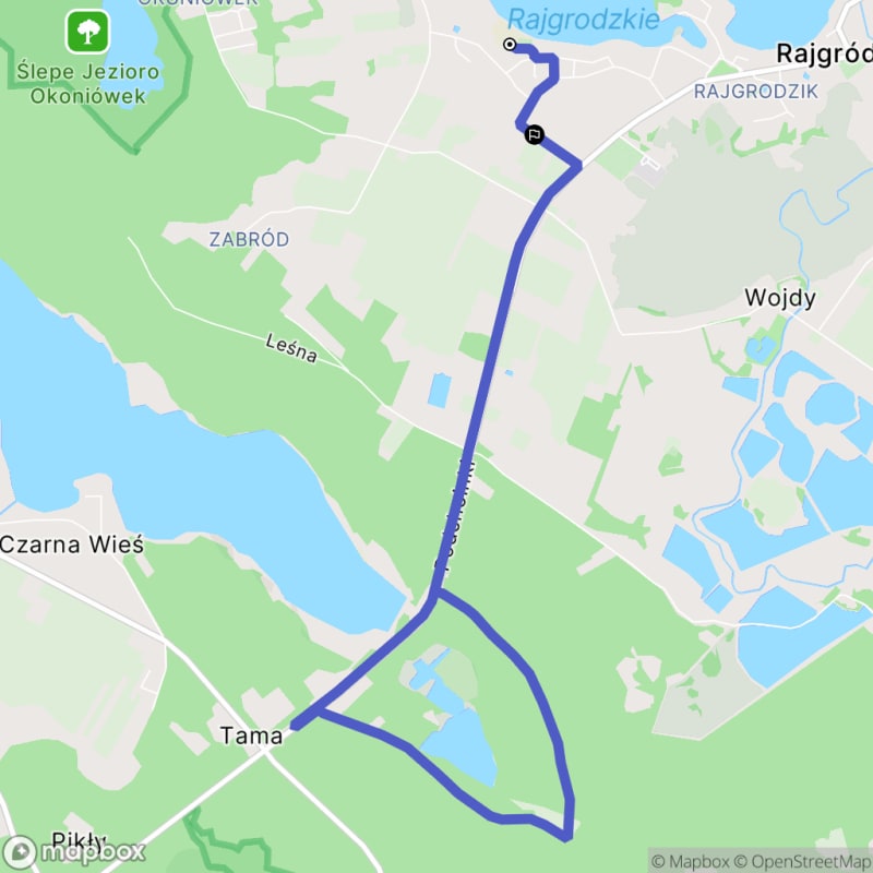 Ścieżka wzdłuż rzeki z poziomem trudności średnim - 9,2 km, Rajgród jako punkt wyjścia. - Rajgród