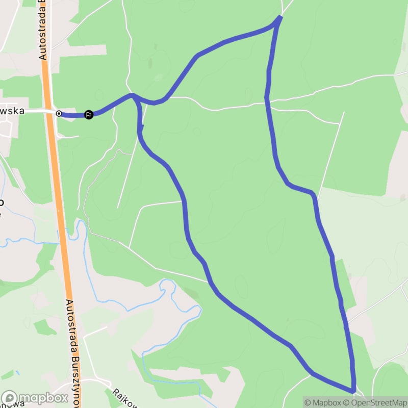 Spacer łatwy o długości 7,4 km zaczynający się w Brzeźno Wielkie - Brzeźno Wielkie