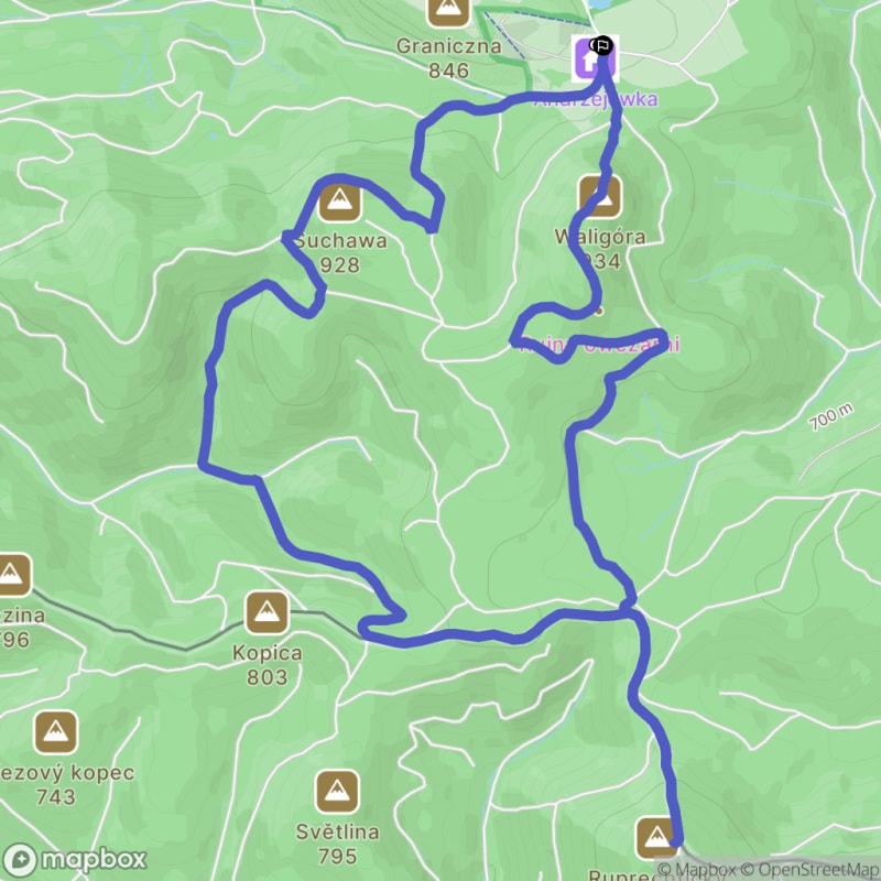 Trudna trasa 10 km: Andrzejówka do Ruprechtickiego Szpiczaka i z powrotem - Rybnica Leśna