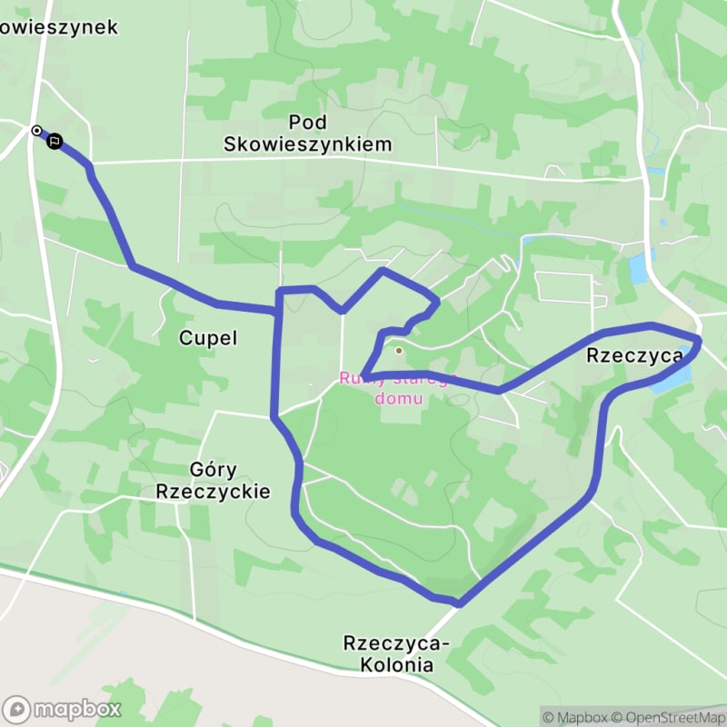 Łatwy szlak 7,3 km: Skowieszynek do Rzeczycy - Skowieszynek