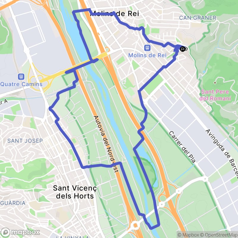 Randonnée au départ de Carrer de Nostra Senyora de Lourdes, Molins de Rei - Molins de Rei