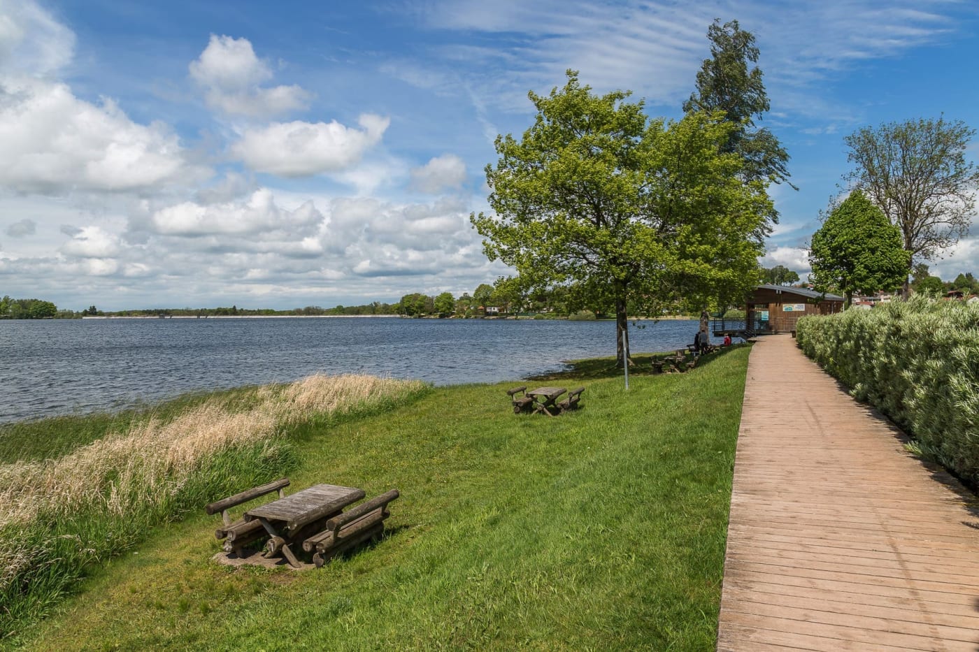 Randonnée lac de Bouzey : sentier et herbe autour du lac