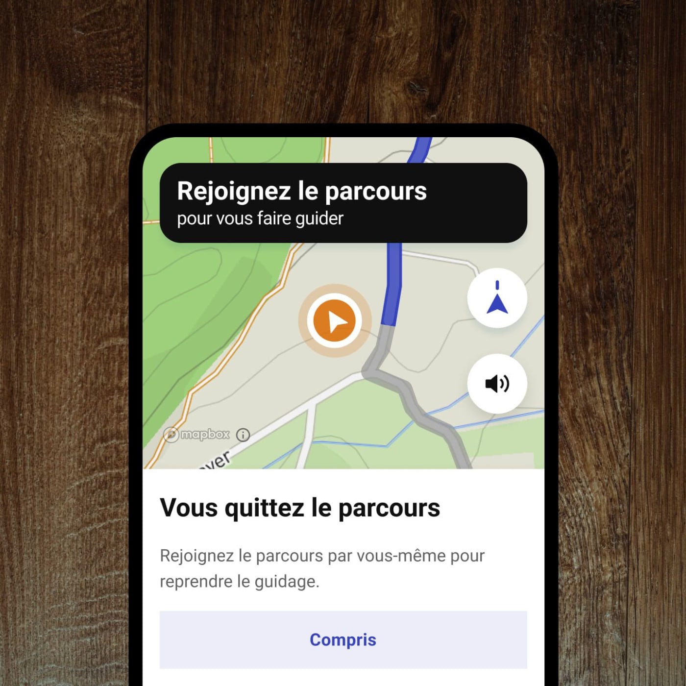 Application de randonnée avec un système d’alerte en cas de sortie de parcours pour ne pas se perdre