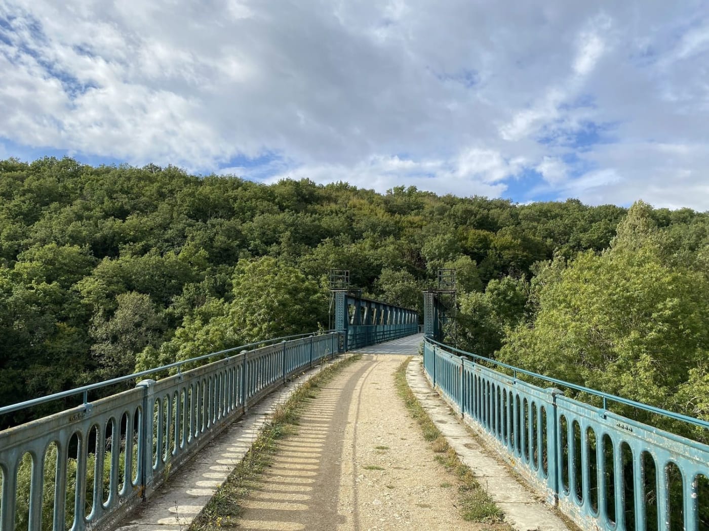 Randonnée viaduc de Saint-Benoît : sur le pont entouré d'arbres