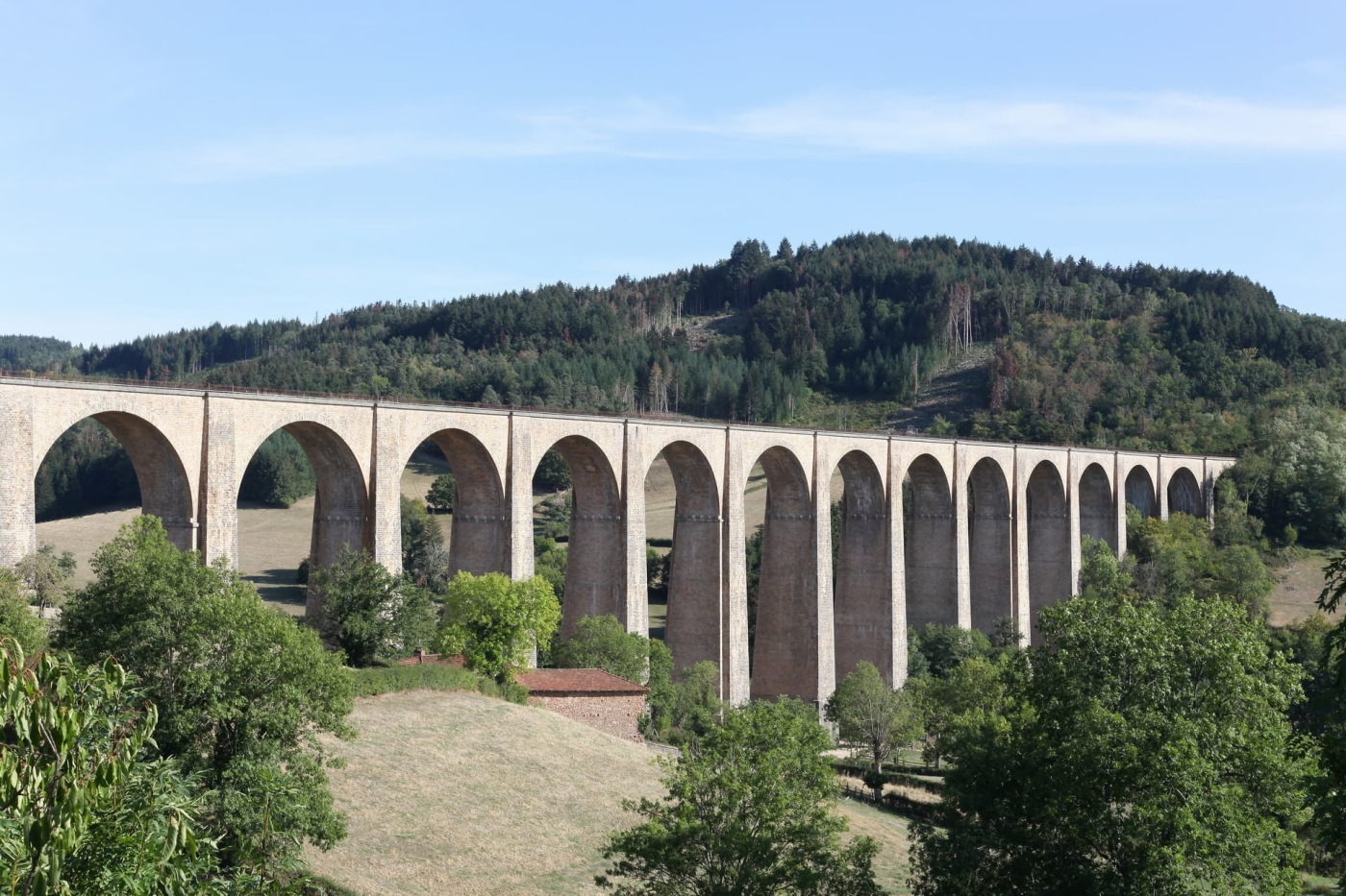 Randonnée viaduc de Mussy-sous-Dun : arches du pont qui s'enchaînent dans la nature