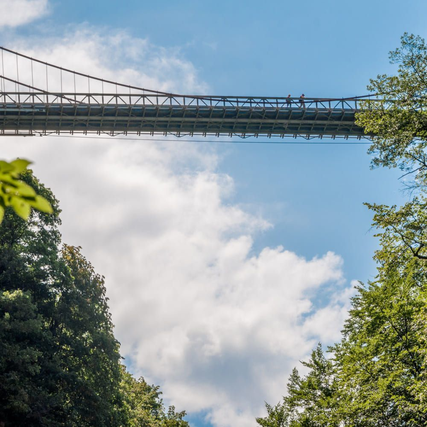 Le pont de l'Abîme, au dessus du Chaos du Chéran, dans le massif des Bauges