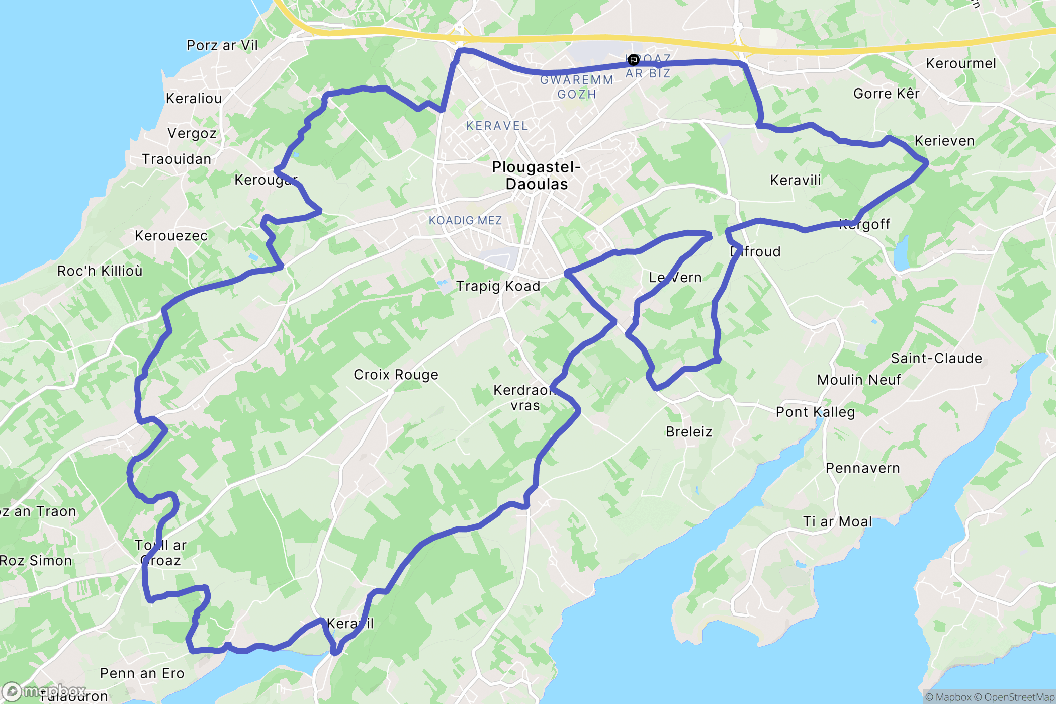 Plougastel-Daoulas : carte du parcours de randonnée - France