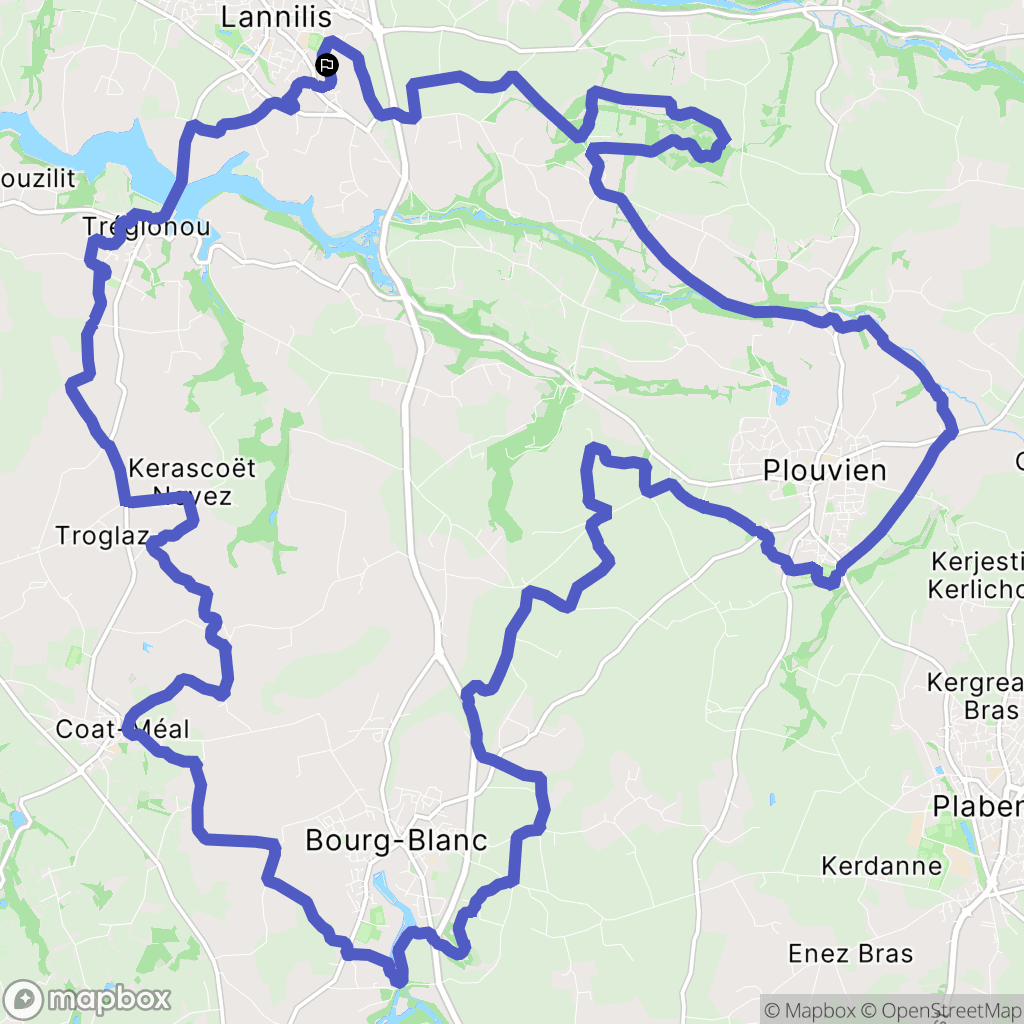 Lannilis : carte du parcours de randonnée - France