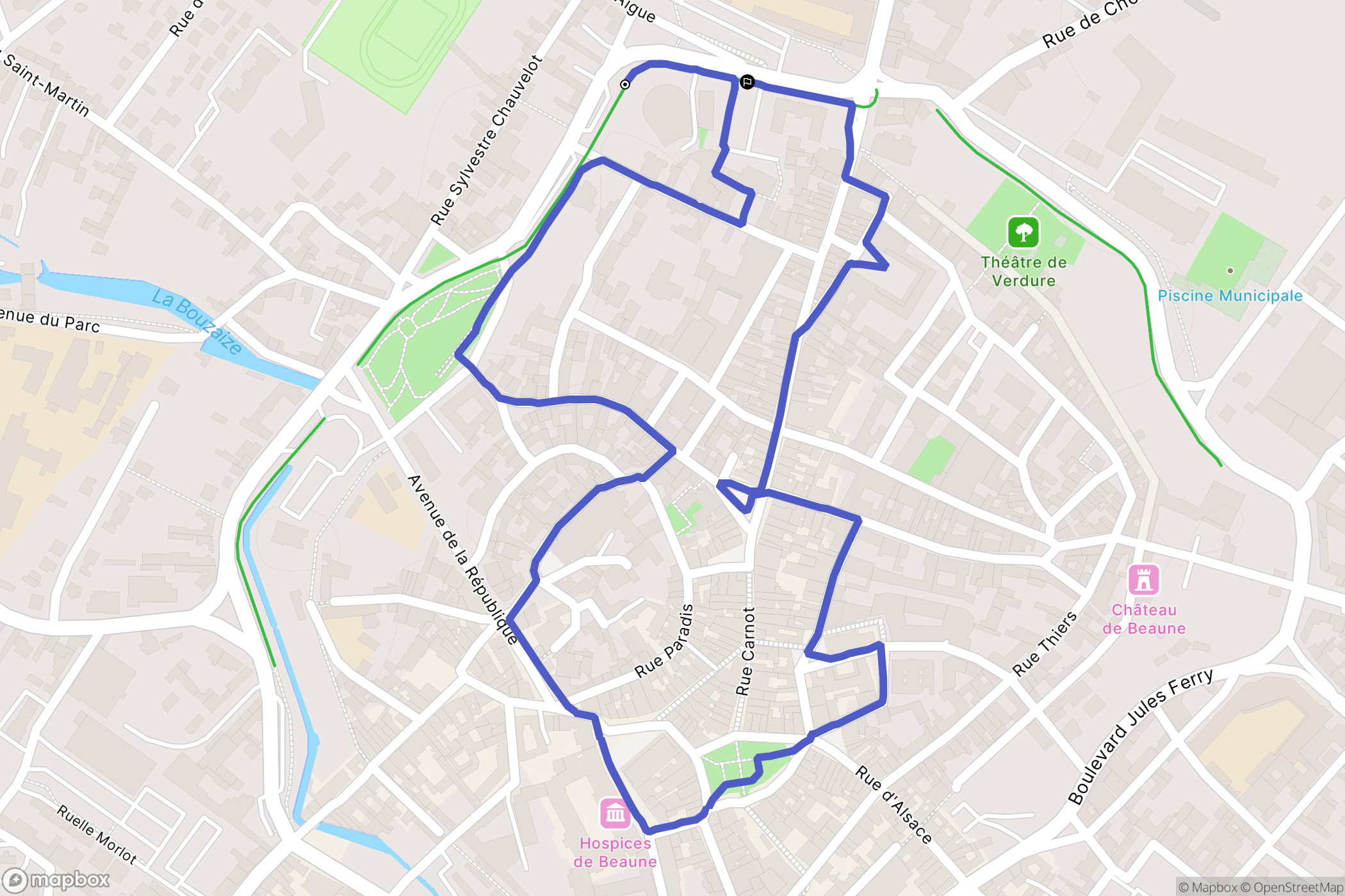 Beaune : carte du parcours de randonnée - France