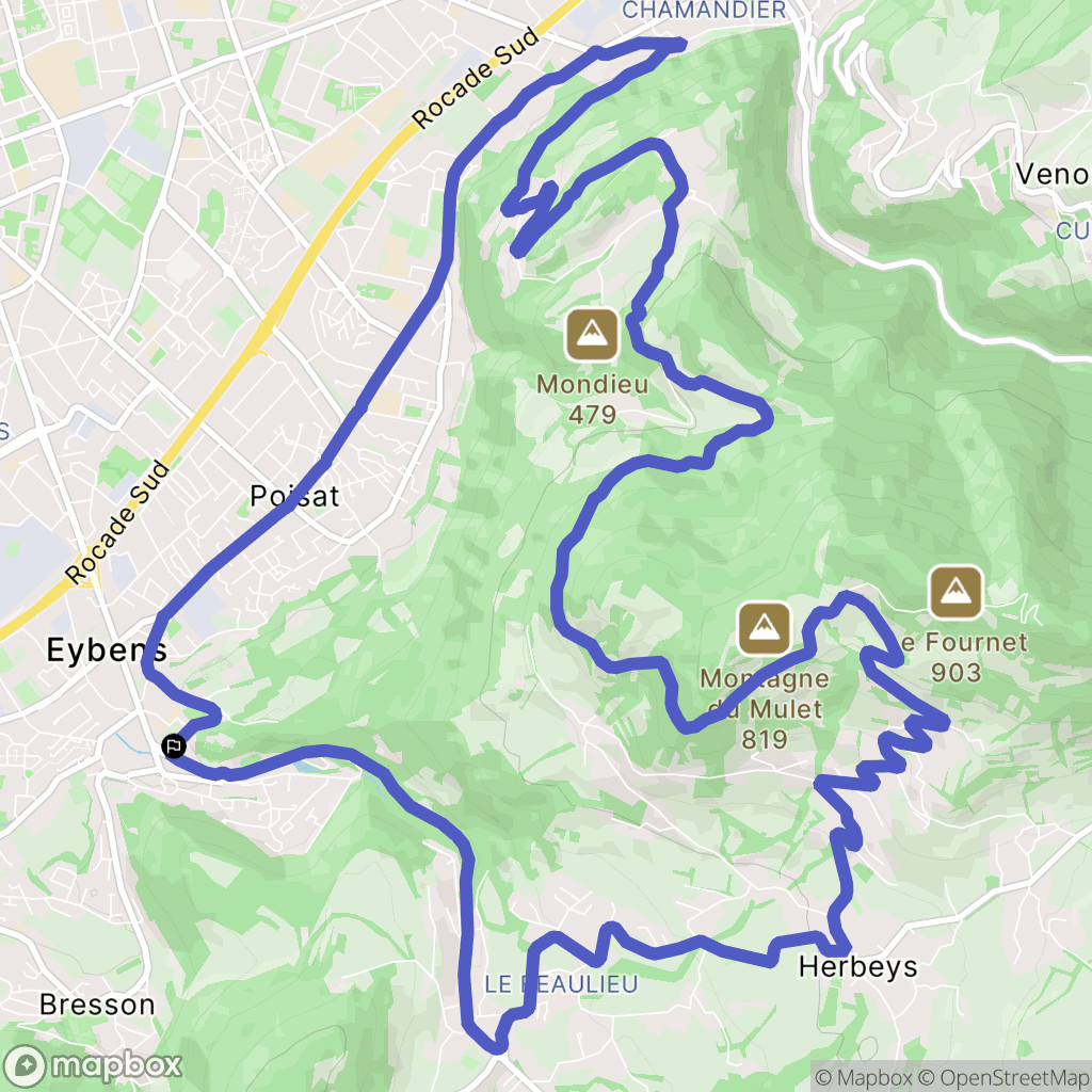 Eybens : carte du parcours de randonnée - France
