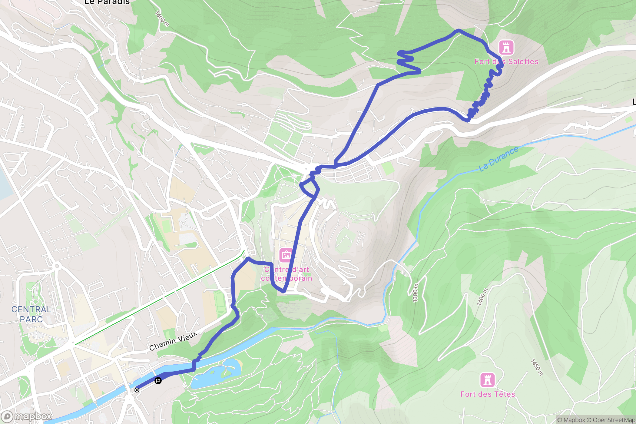 Briançon : carte du parcours de randonnée - France