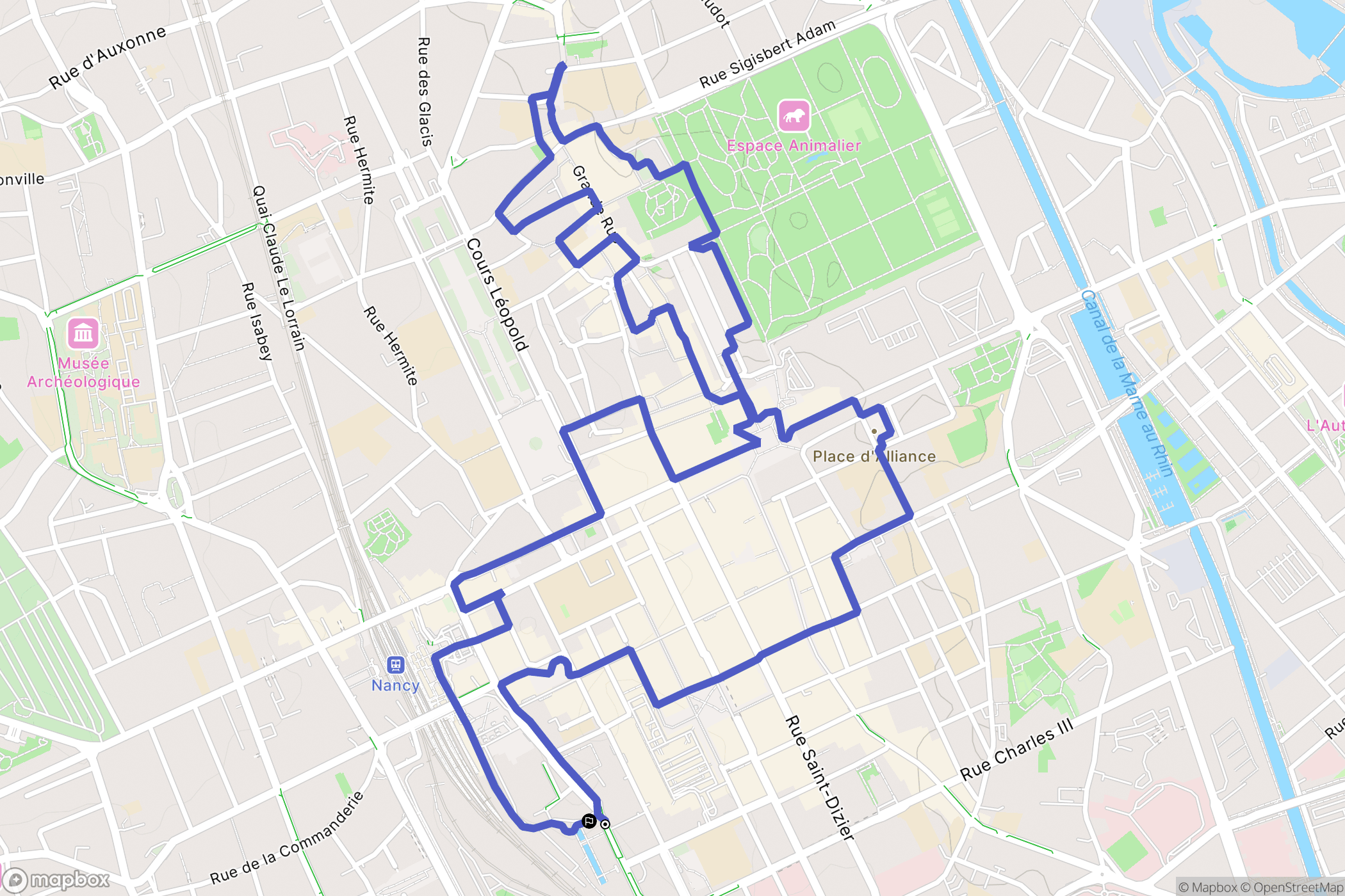Nancy : carte du parcours de randonnée - France