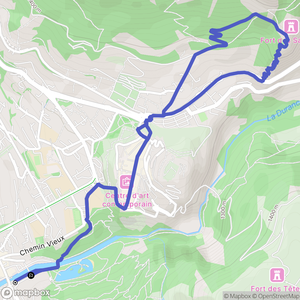 Briançon : carte du parcours de randonnée - France