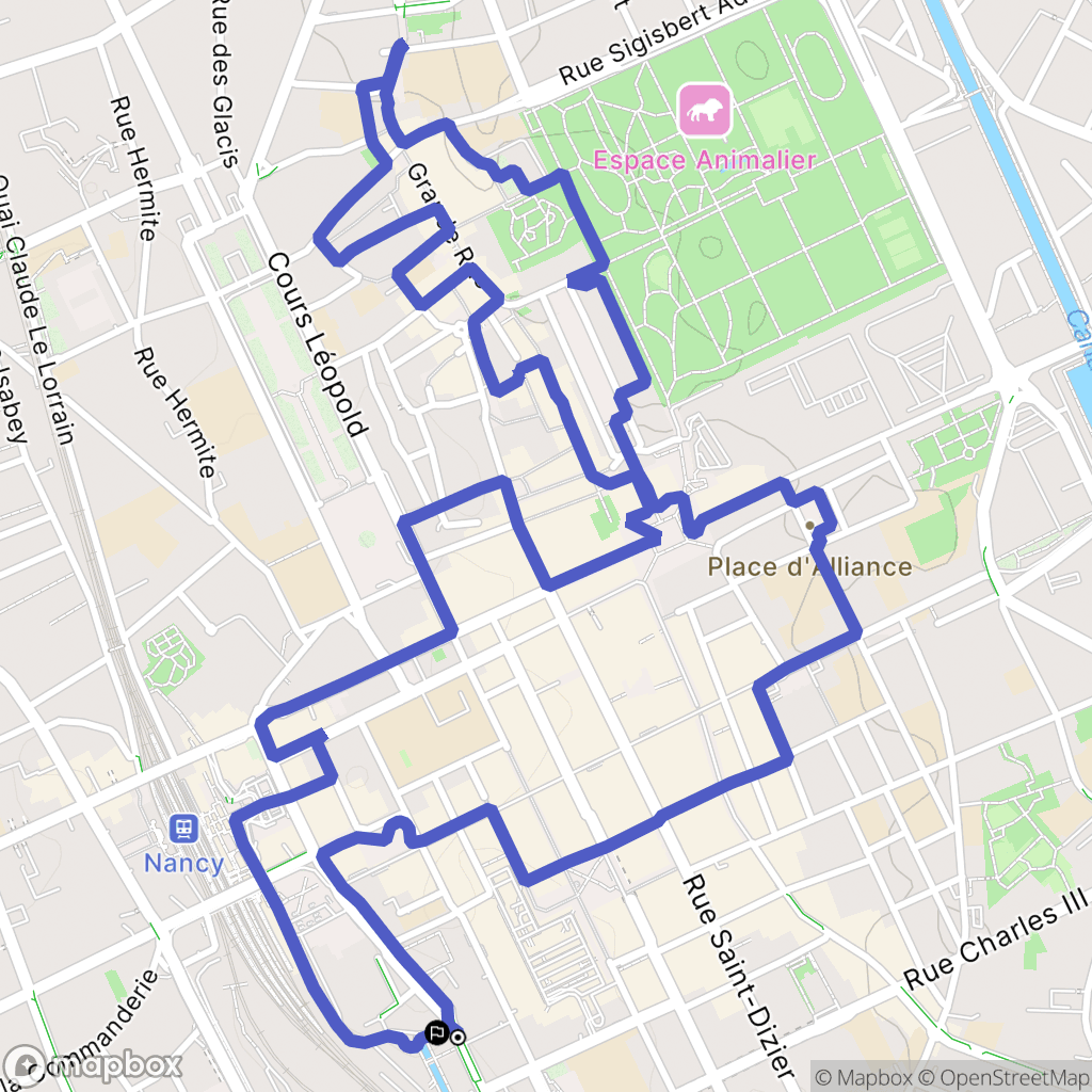 Nancy : carte du parcours de randonnée - France