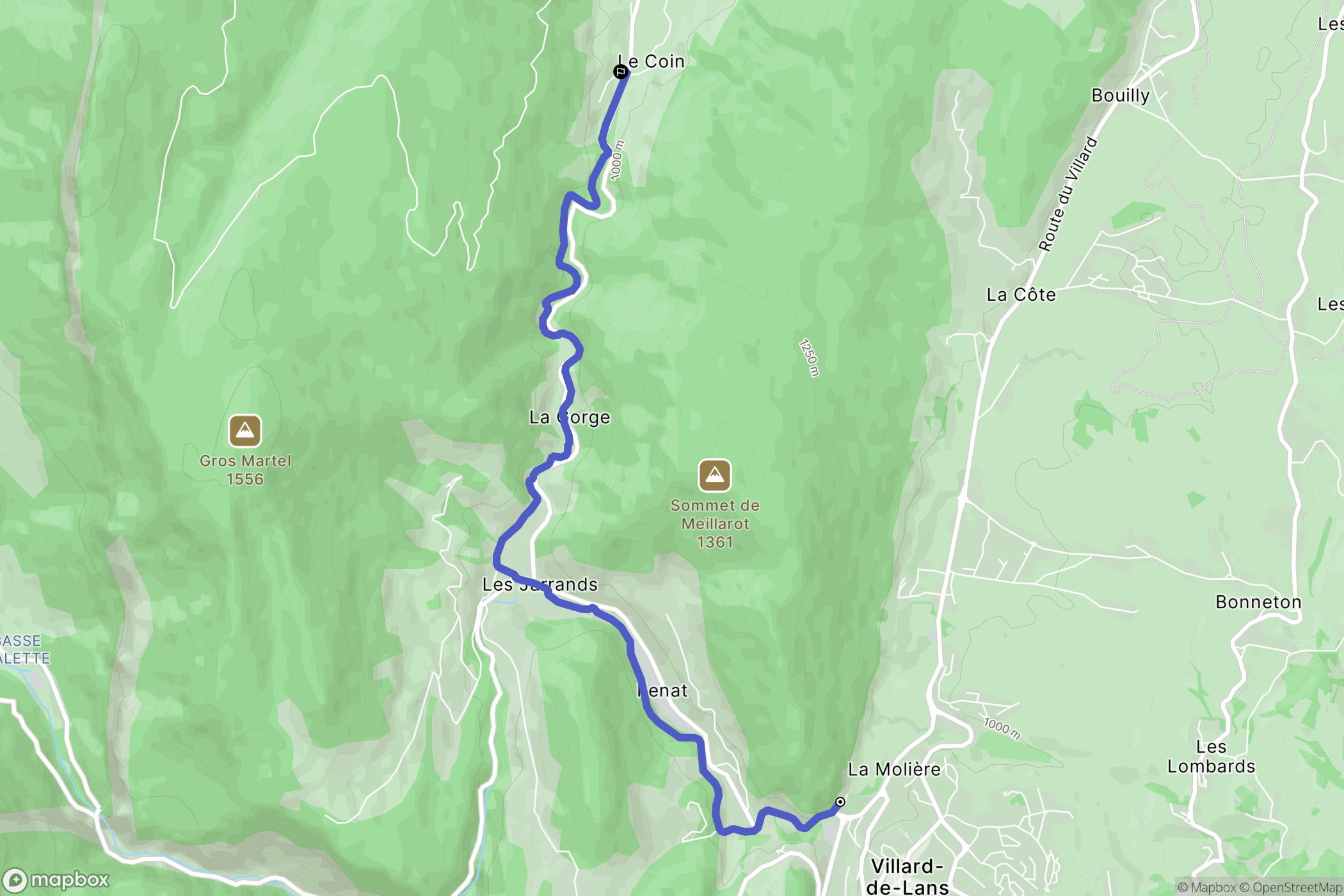 Villard-de-Lans : carte du parcours de randonnée - France
