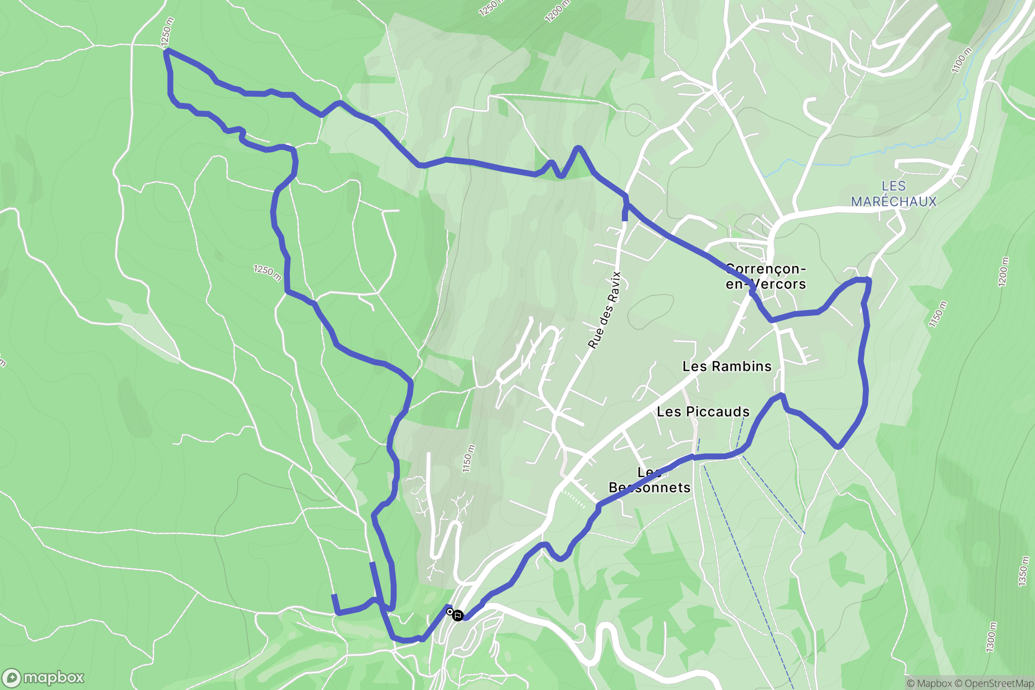 Corrençon-en-Vercors : carte du parcours de randonnée - France