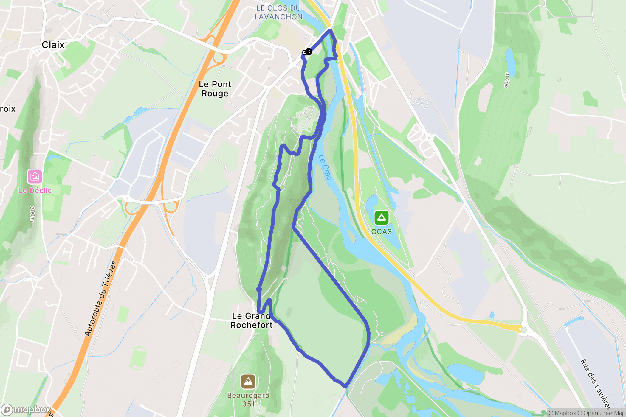 Le Pont-de-Claix : carte du parcours de randonnée - France