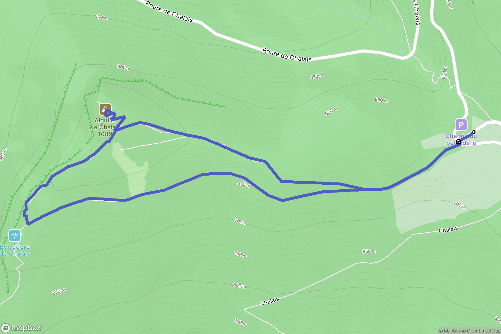 Chalais : carte du parcours de randonnée - France