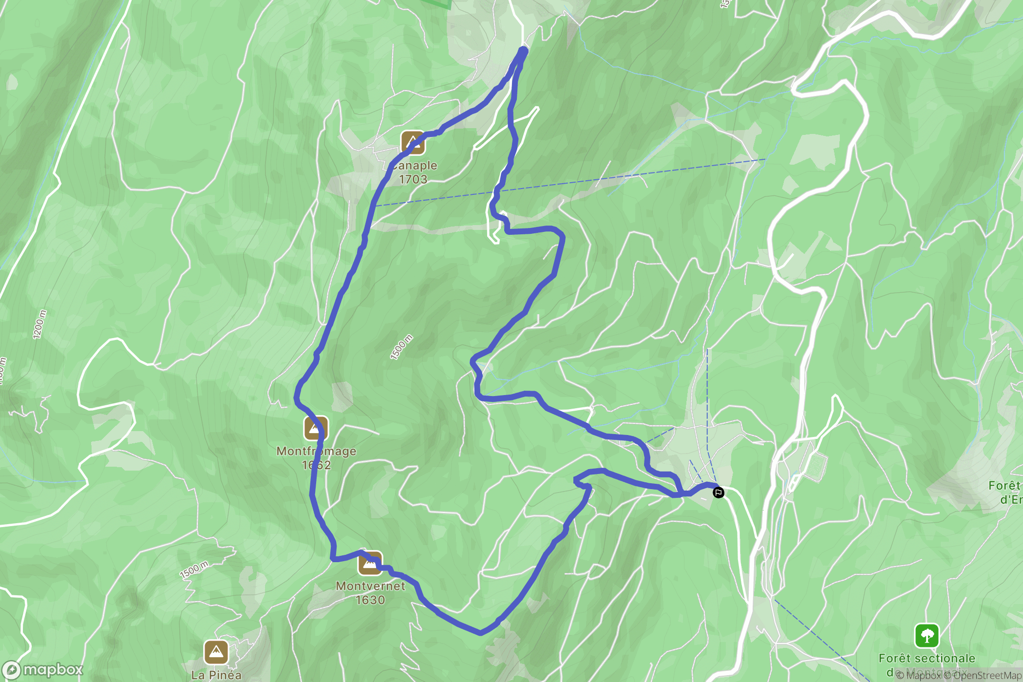 Sarcenas : carte du parcours de randonnée - France
