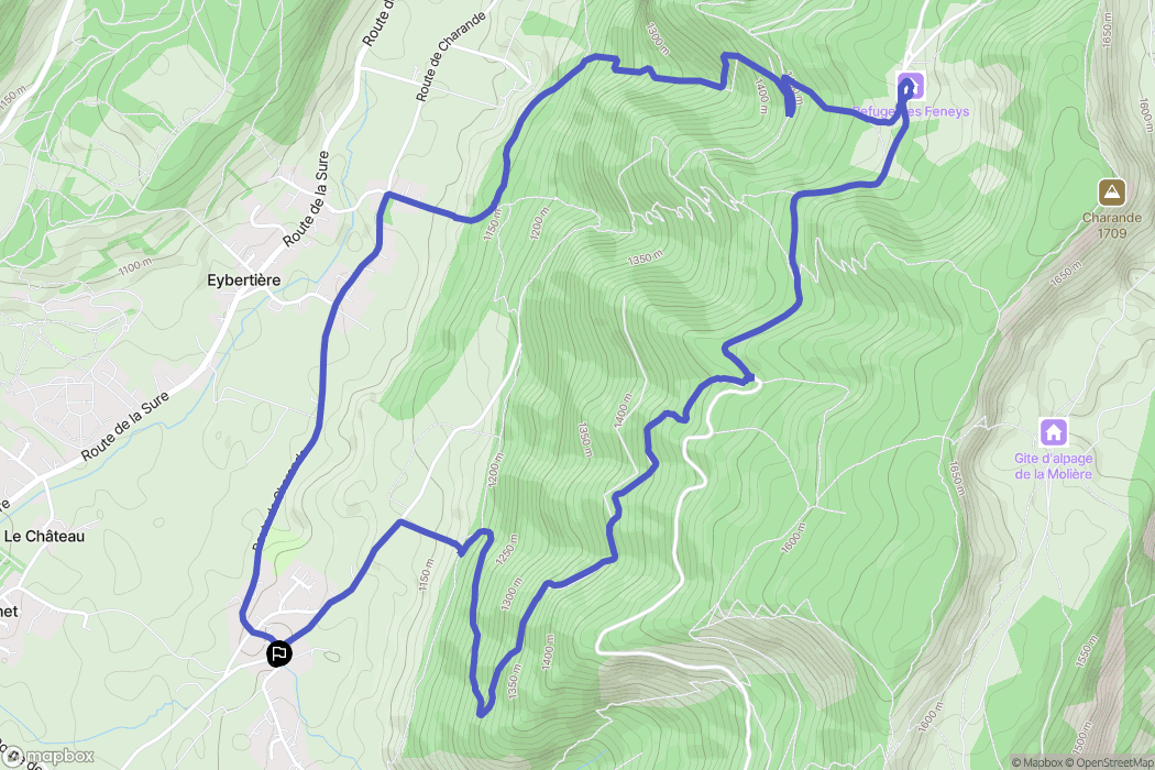 Autrans-Méaudre en Vercors : carte du parcours de randonnée - France