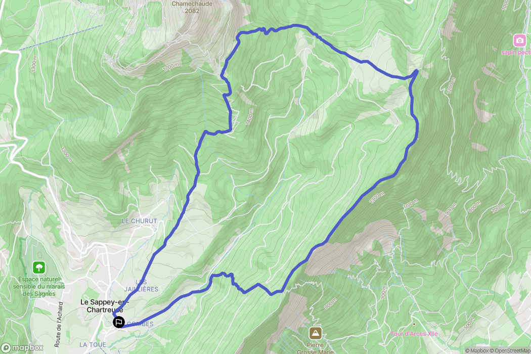 Le Sappey-en-Chartreuse : carte du parcours de randonnée - France