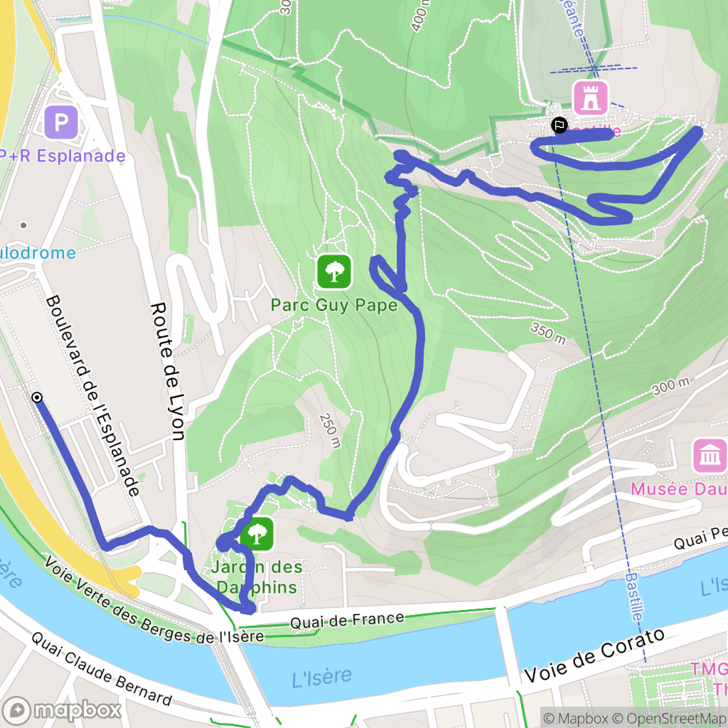 Grenoble : carte du parcours de randonnée - France
