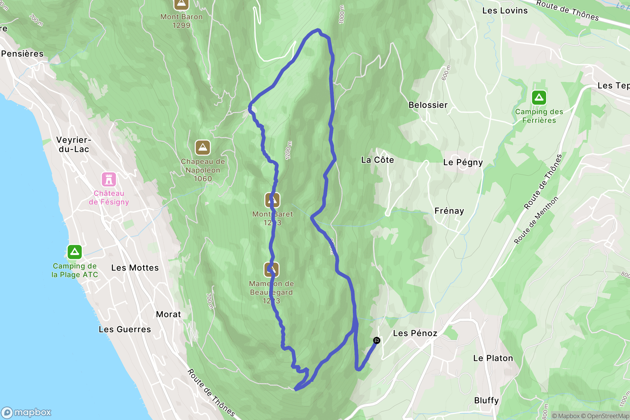 Menthon-Saint-Bernard : carte du parcours de randonnée - France