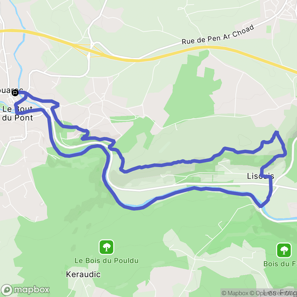 Gouarec : carte du parcours de randonnée - France