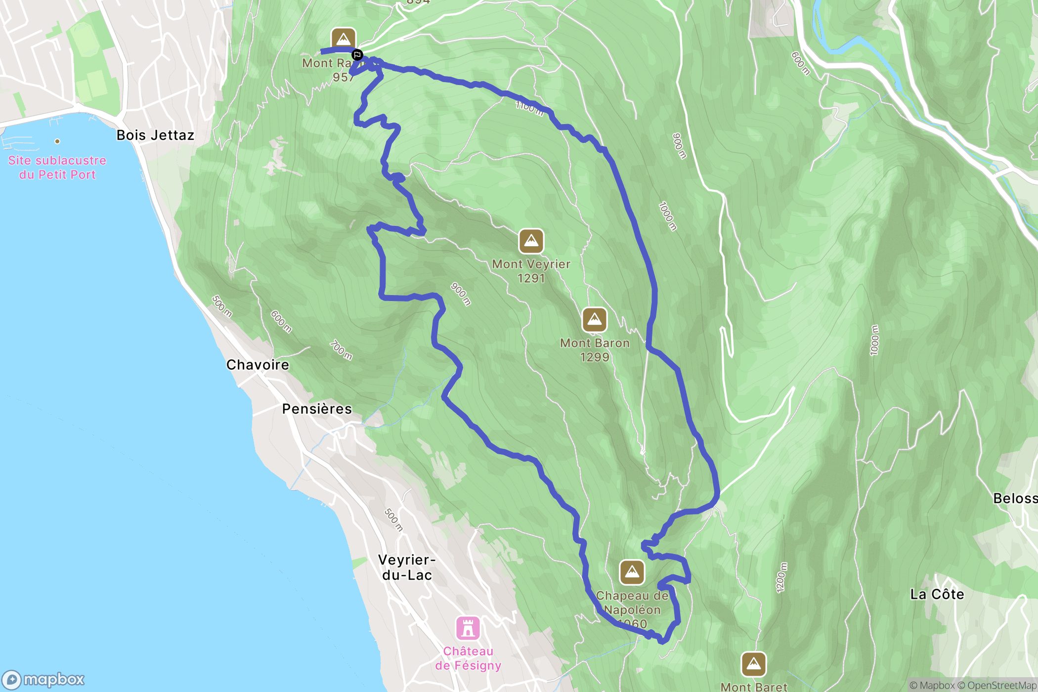 Annecy-le-Vieux : carte du parcours de randonnée - France