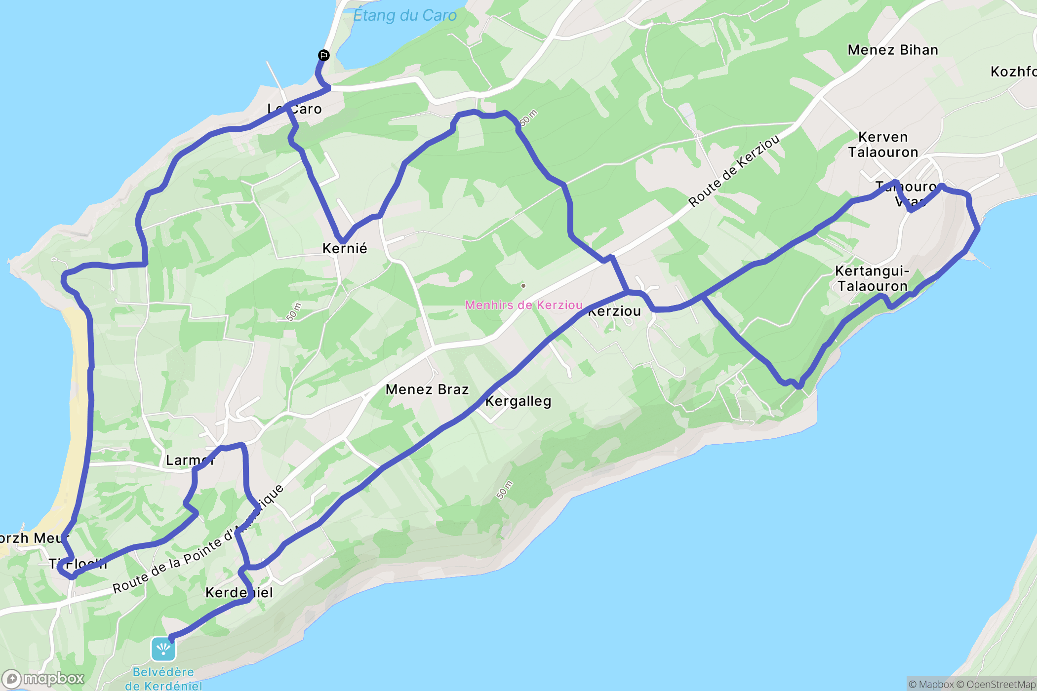 Plougastel-Daoulas : carte du parcours de randonnée - France