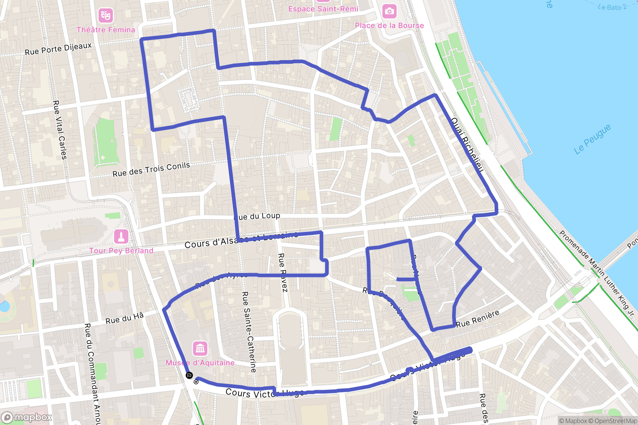Bordeaux : carte du parcours de randonnée - France