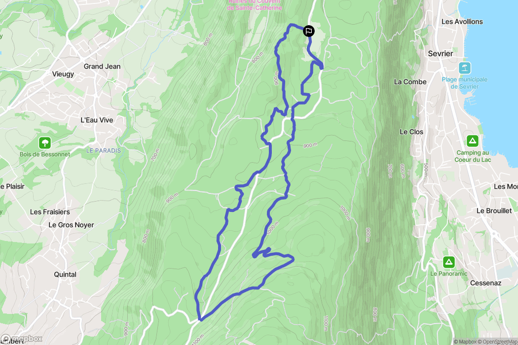 Sévrier : carte du parcours de randonnée - France