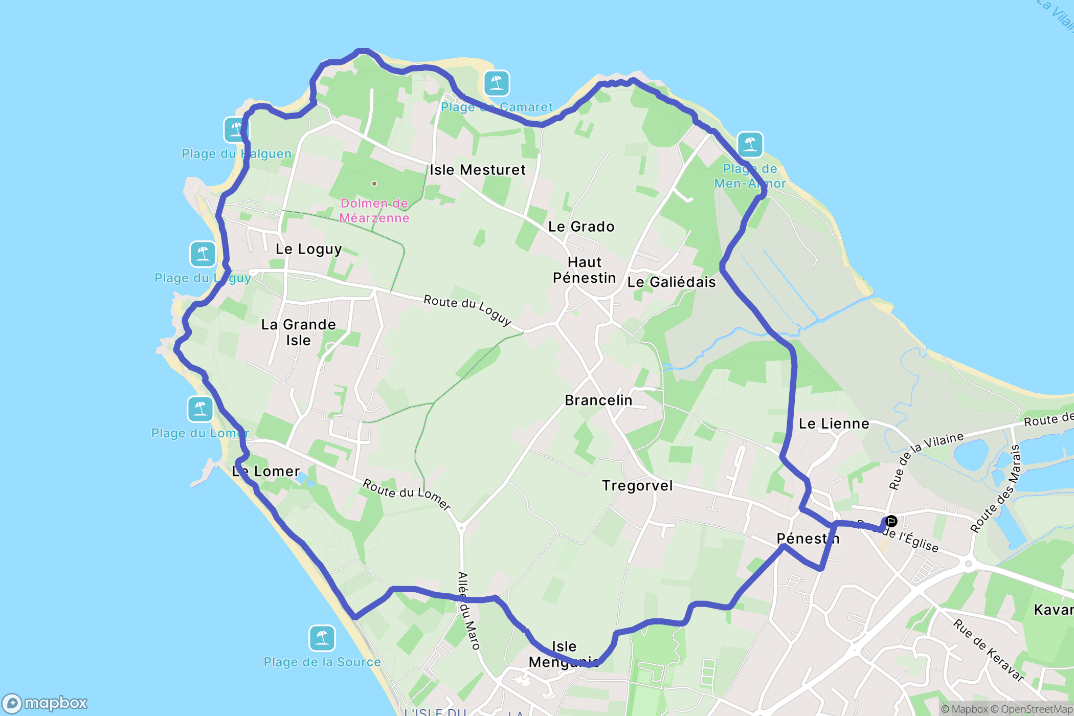 Pénestin : carte du parcours de randonnée - France