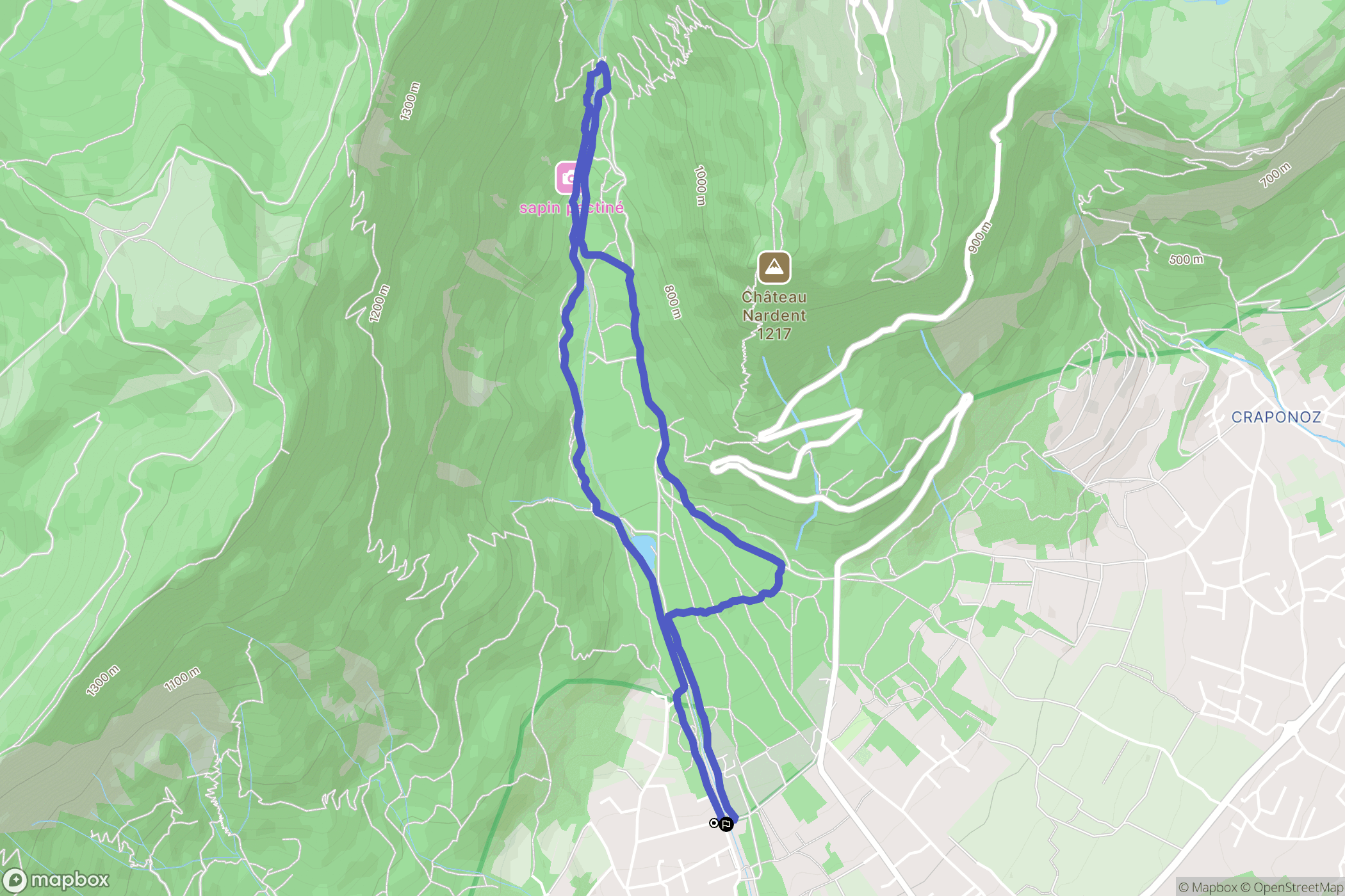 Saint-Ismier : carte du parcours de randonnée - France