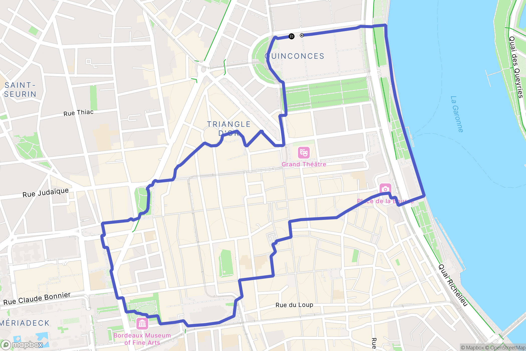 Bordeaux : carte du parcours de randonnée - France