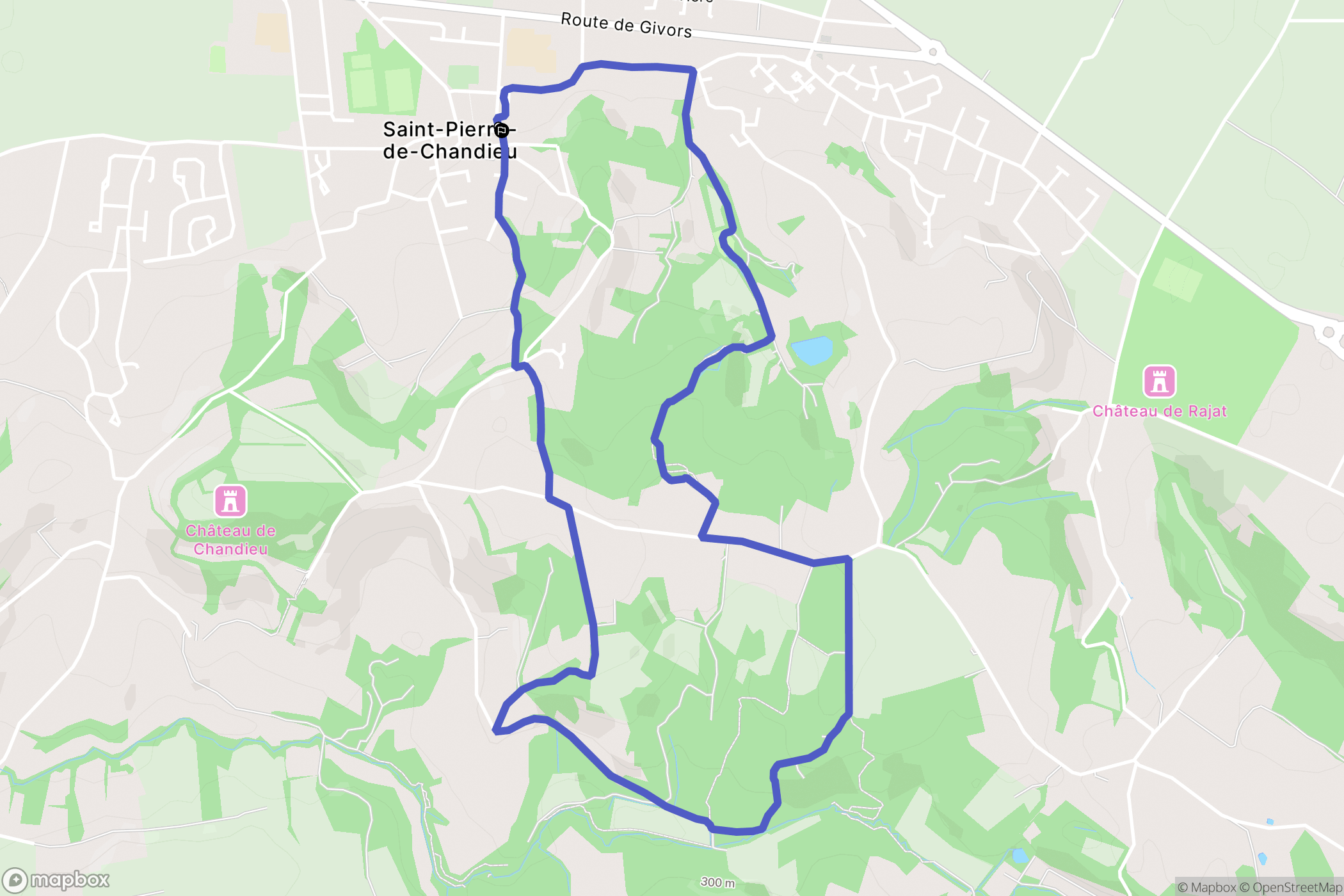 Saint-Pierre-de-Chandieu : carte du parcours de randonnée - France