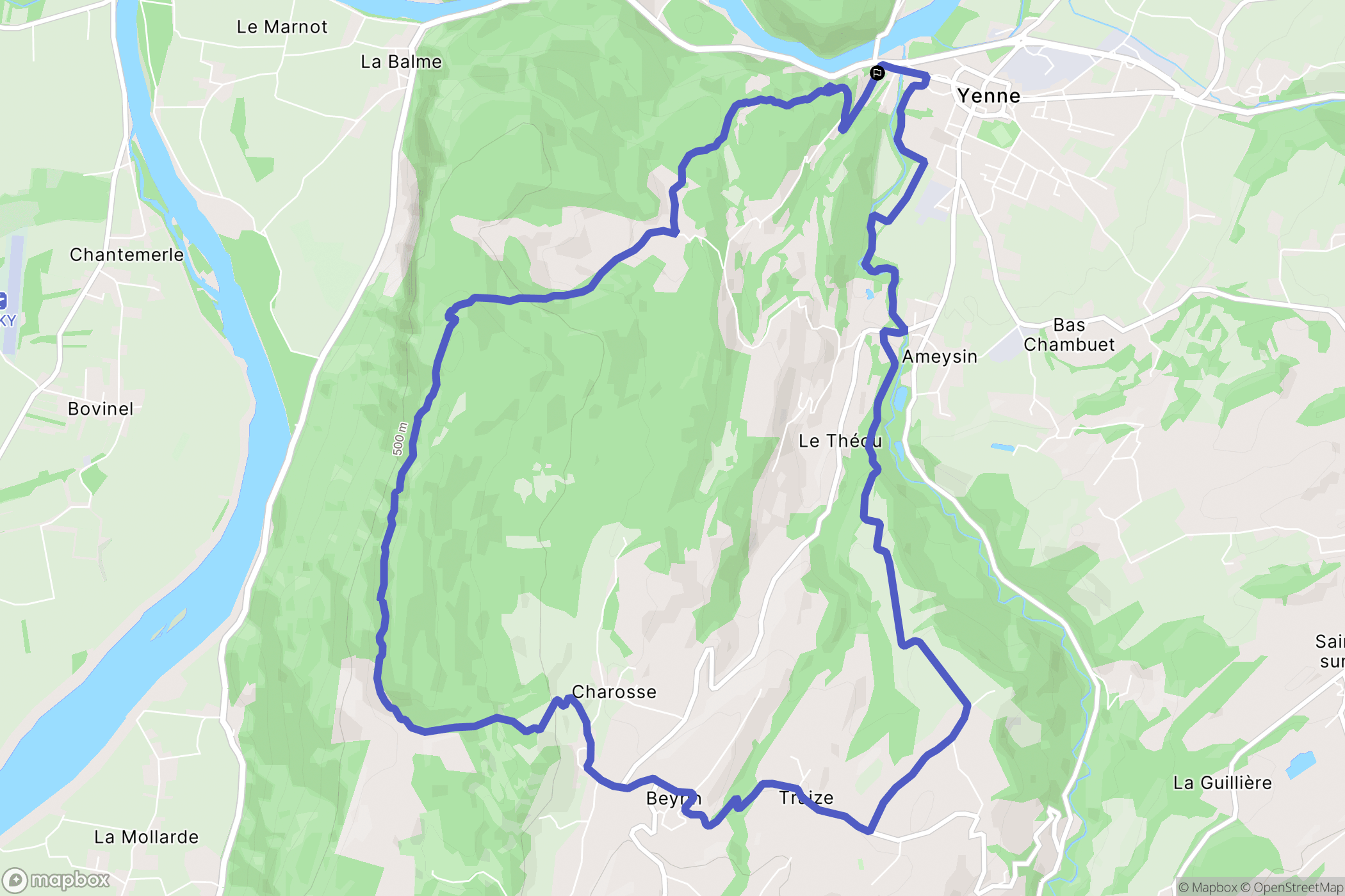 Yenne : carte du parcours de randonnée - France