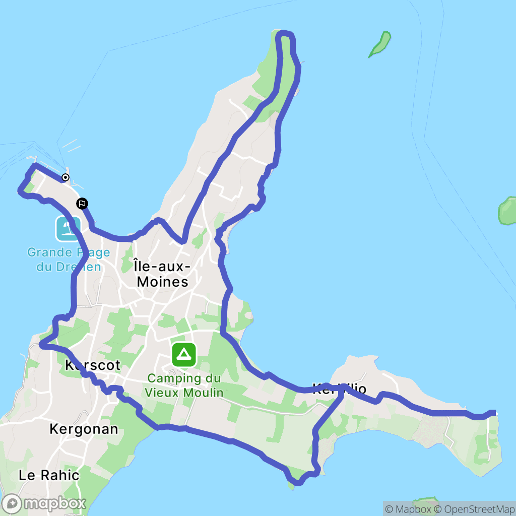 Île-aux-Moines : carte du parcours de randonnée - France