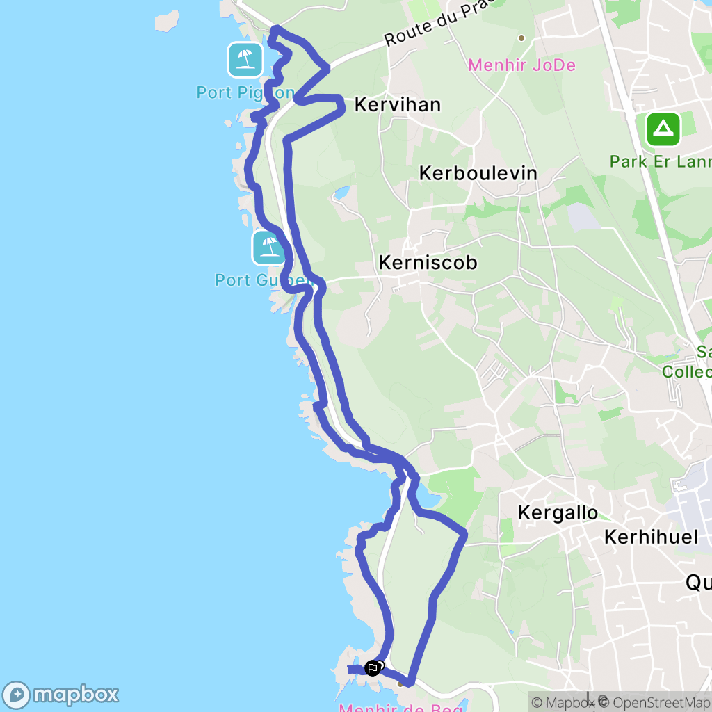 Quiberon : carte du parcours de randonnée - France