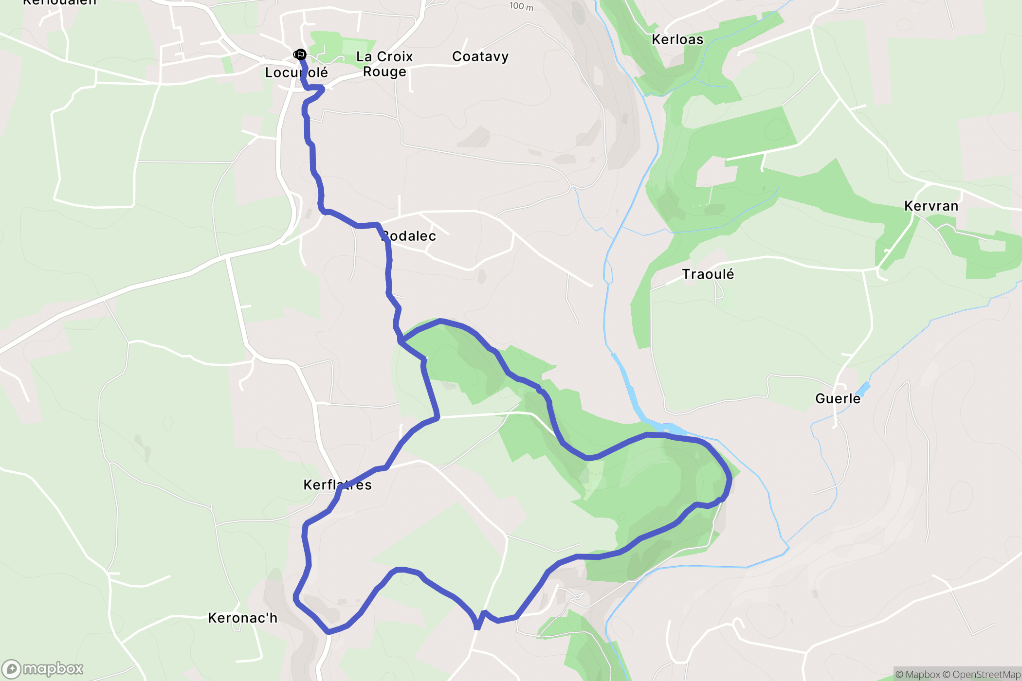 Locunolé : carte du parcours de randonnée - France