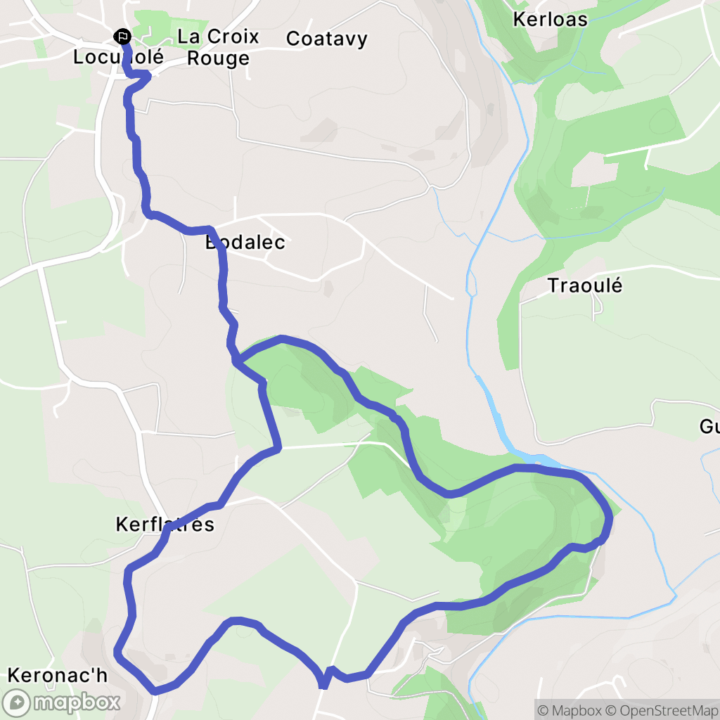 Locunolé : carte du parcours de randonnée - France