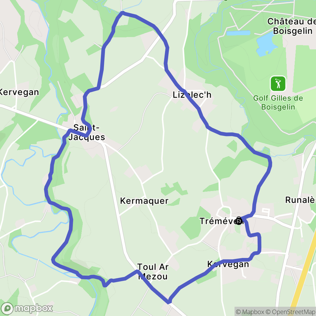 Tréméven : carte du parcours de randonnée - France