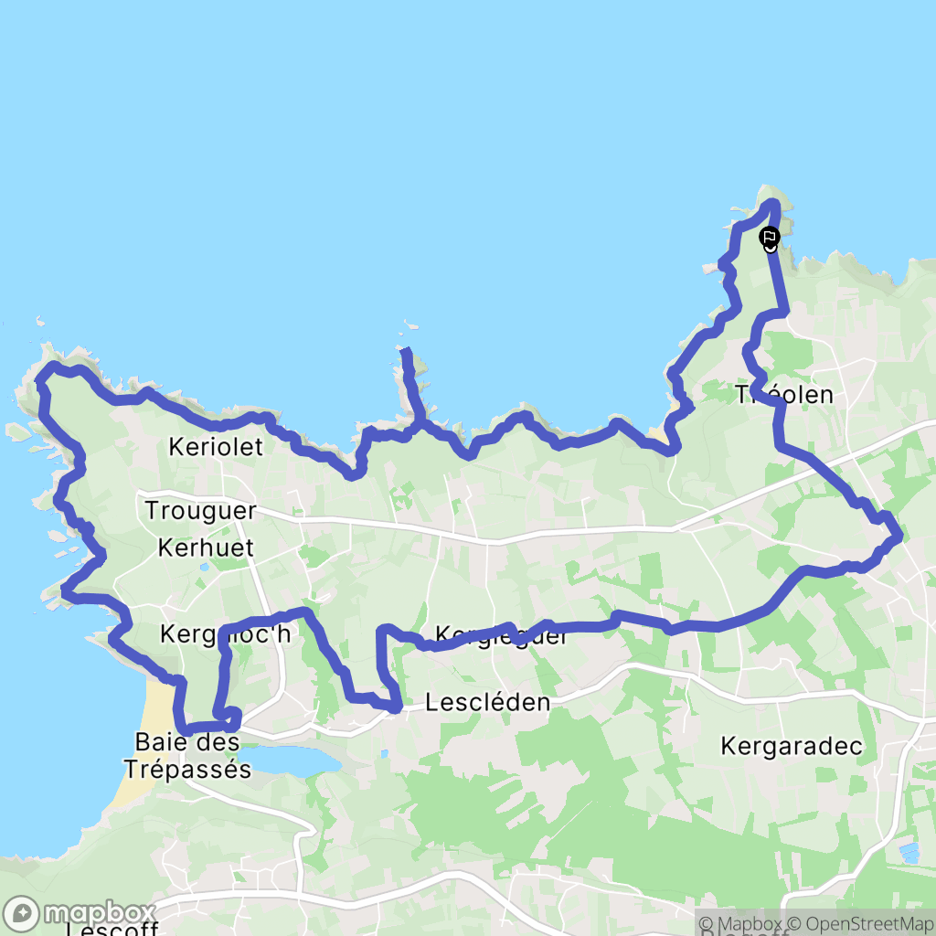 Cléden-Cap-Sizun : carte du parcours de randonnée - France