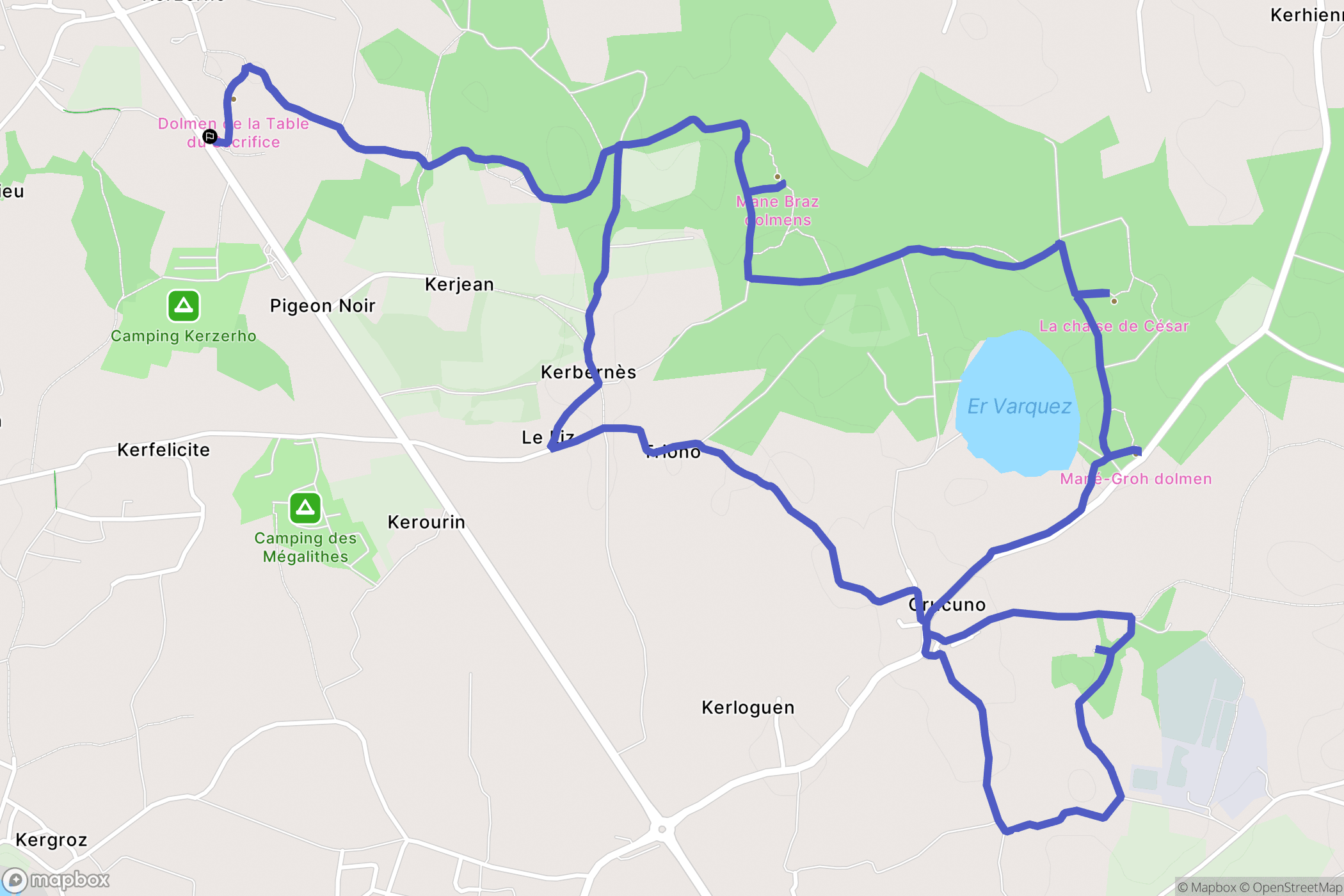 Erdeven : carte du parcours de randonnée - France