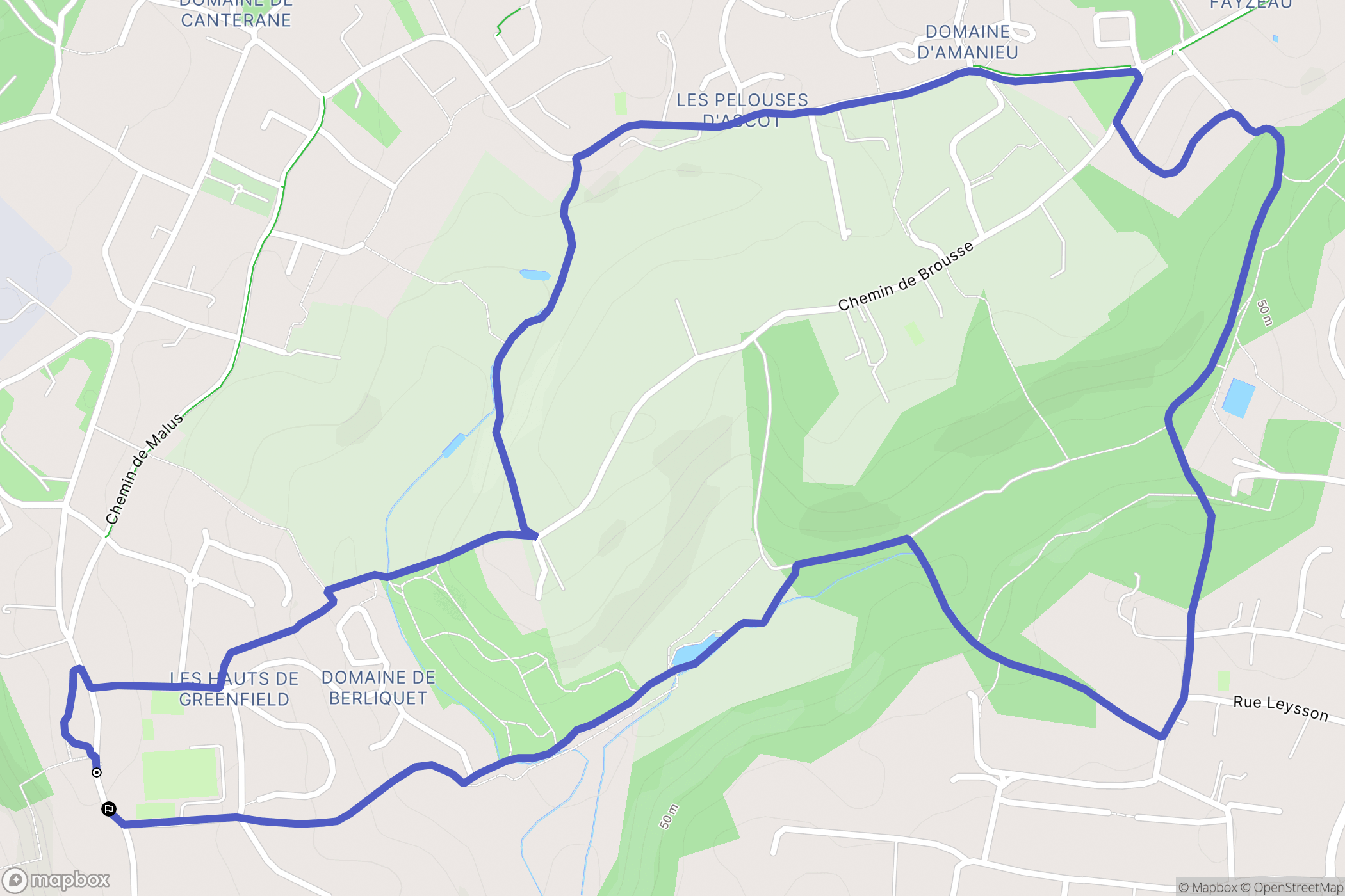 Bouliac : carte du parcours de randonnée - France