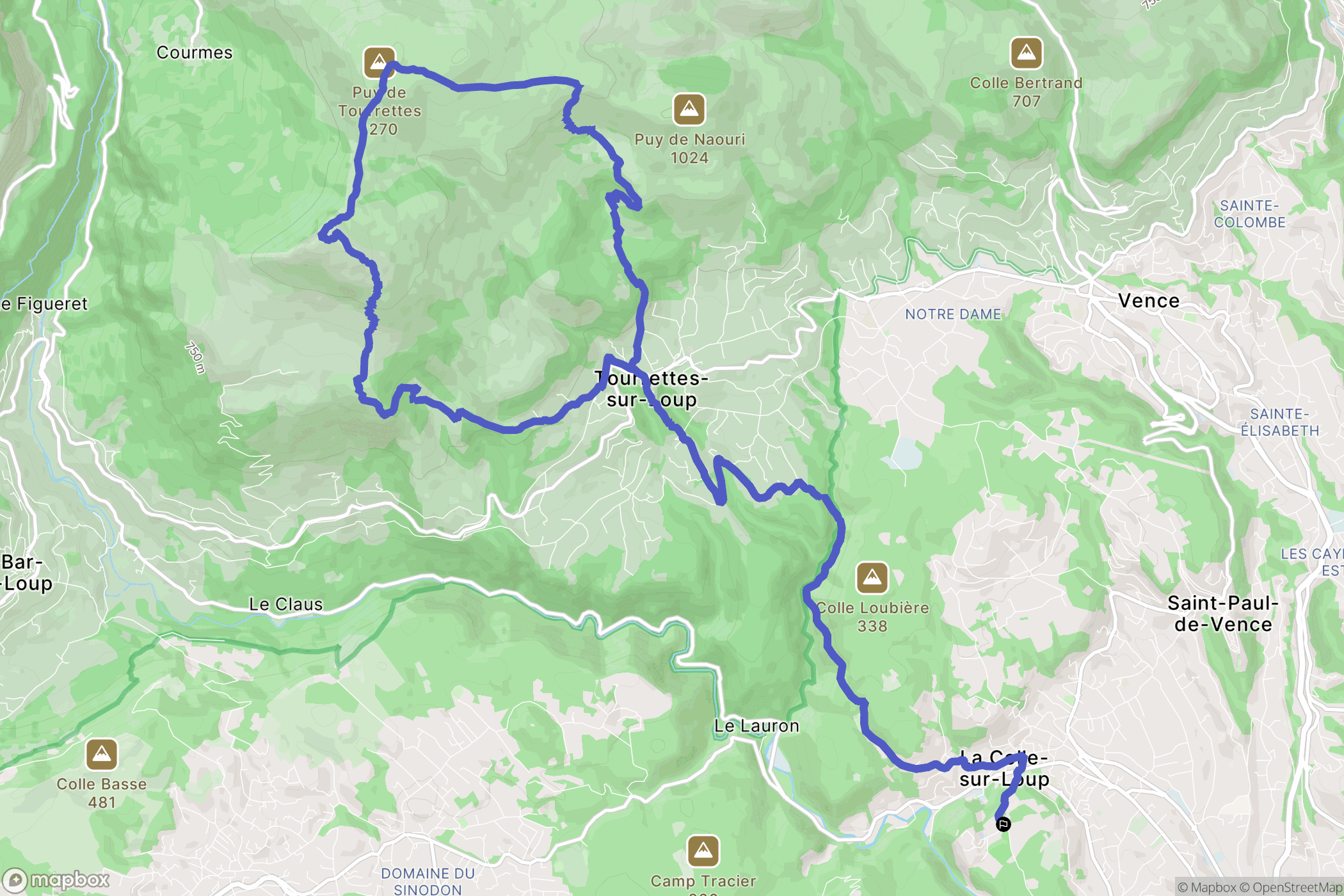 La Colle-sur-Loup : carte du parcours de randonnée - France