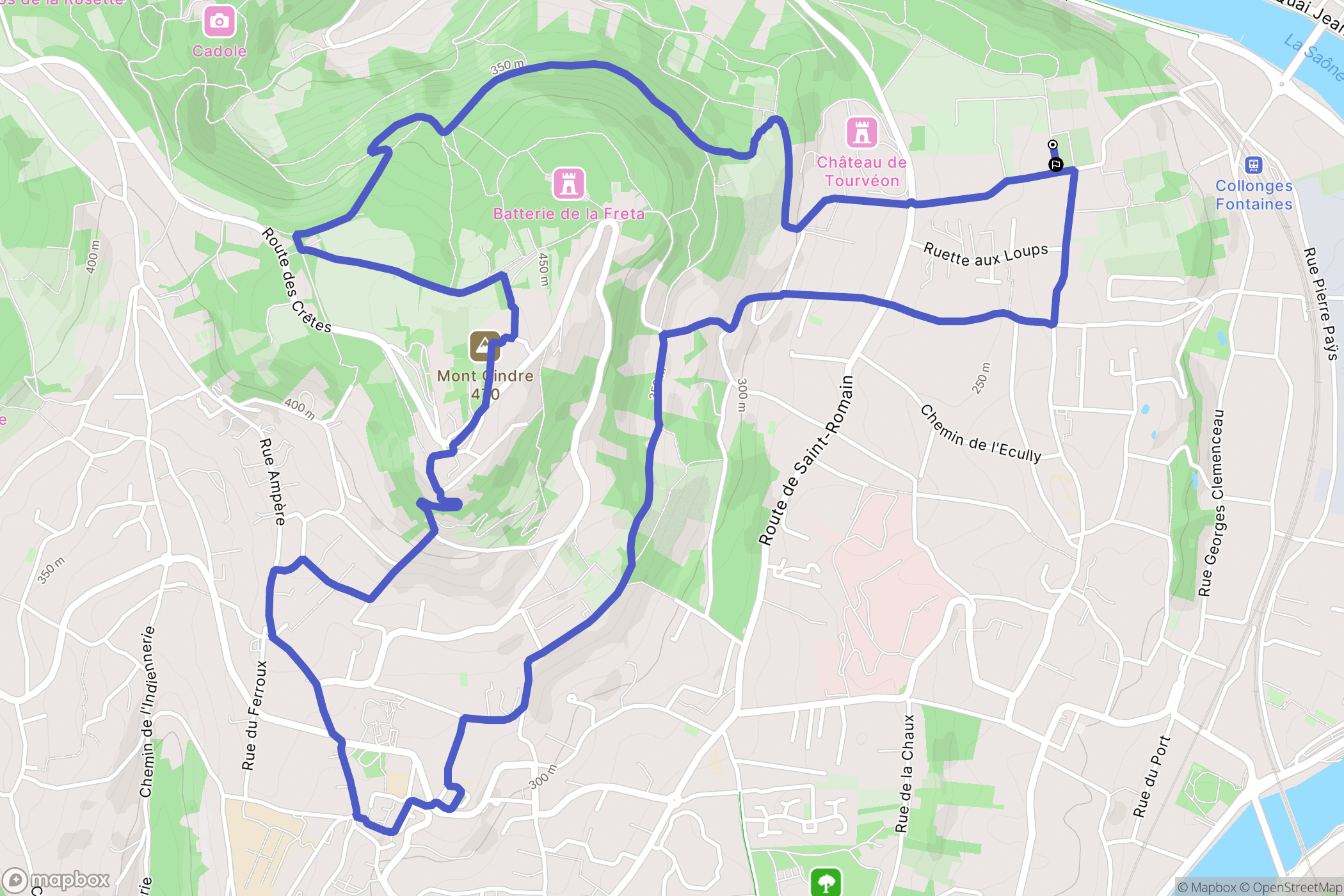 Collonges-au-Mont-d'Or : carte du parcours de randonnée - France