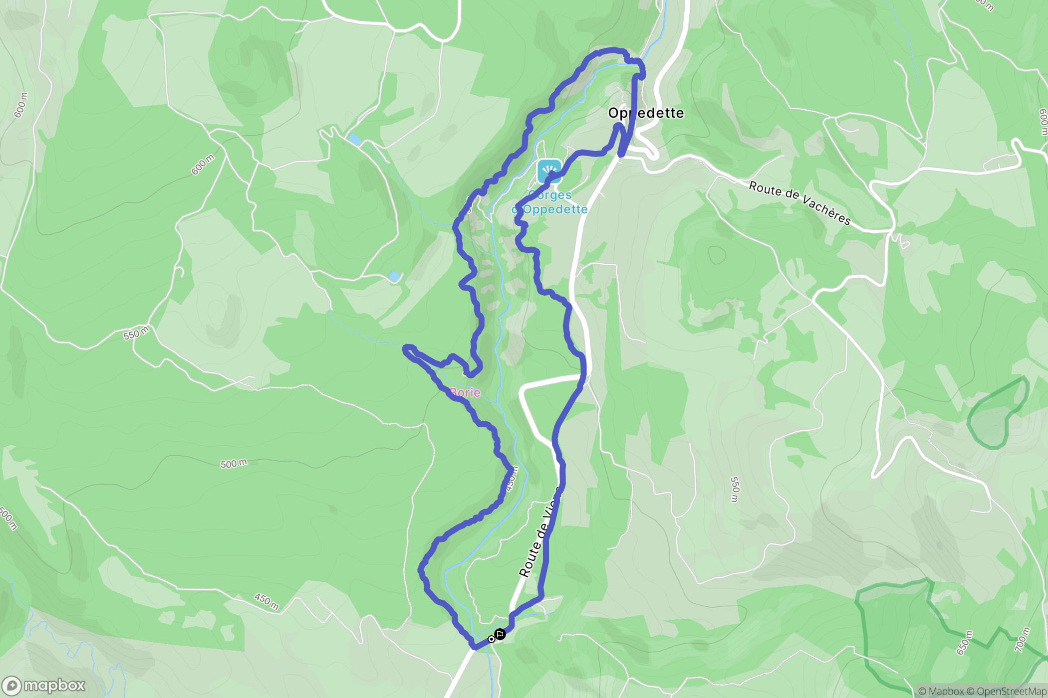 Oppedette : carte du parcours de randonnée - France