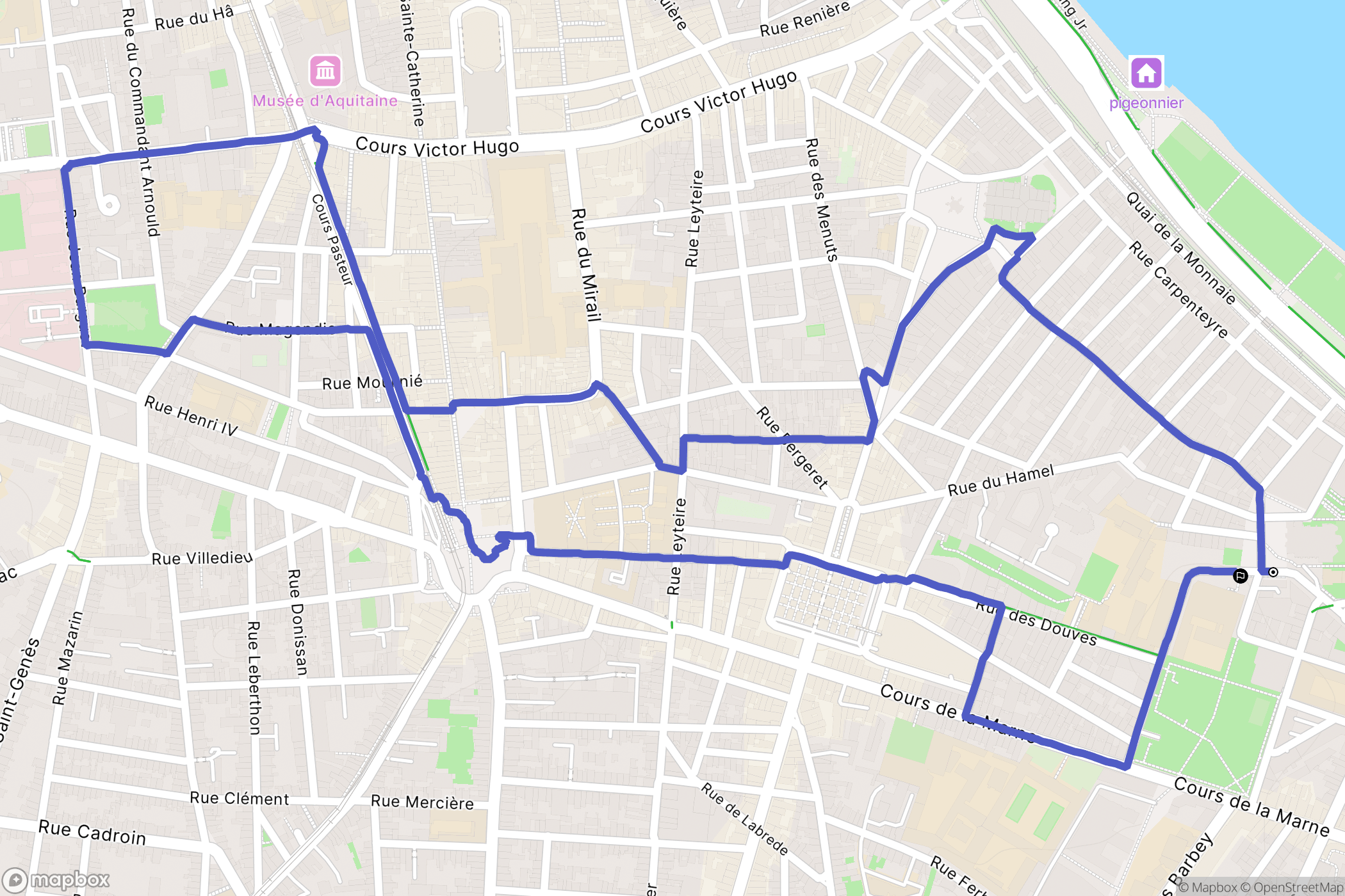 Bordeaux : carte du parcours de randonnée - France